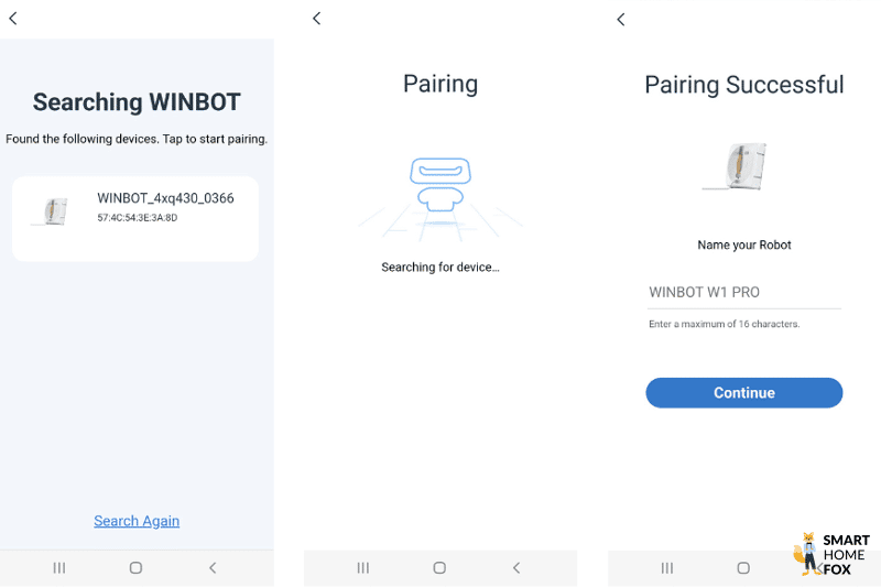 In der Ecovacs Home Handy-App werden einige Einrichtungshinweise angezeigt.